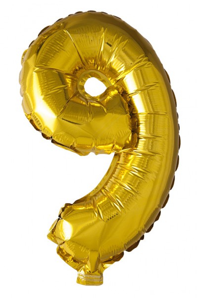 Ballons - Aluminium Or - Chiffre 9